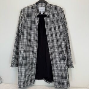 Classic Carolina Belle Black & White Plaid Open Front L Jacket Size L